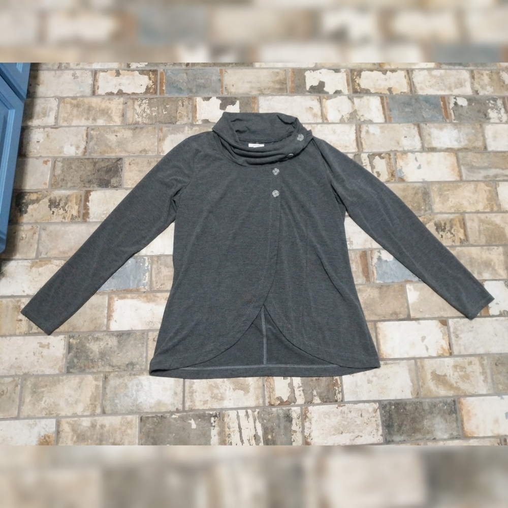 Maurices XL Gray Cowl Button Sweater